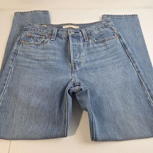 Levi’s Premium Wedgie Straight Classic Blue Hidden Button Fly Jeans Size 26 EUC